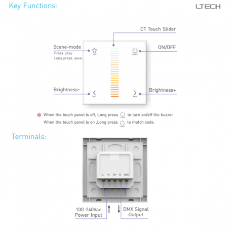 LED wandbedieningspaneel EX2, 1 zone, kleurtemperatuur instelbaar
